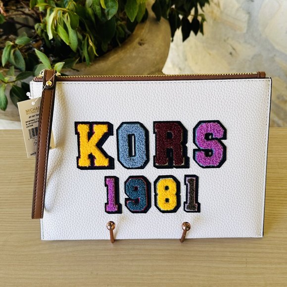 Michael Kors Mirella MD Embellished Tote Bag/ Clutch Wristlet Leather Cream Mult - Picture 11 of 16